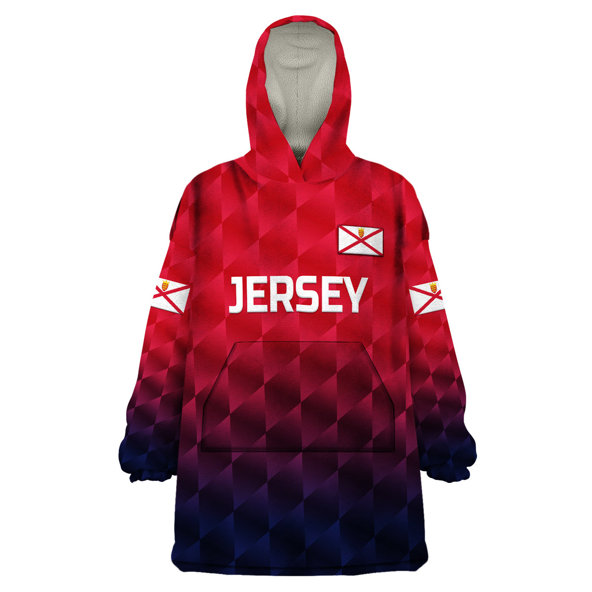 (Custom Personalised) The Bailiwick of Jersey Cricket Wearable Blanket Hoodie Unique Style - Red NO.1 LT8 - Wonder Print Shop