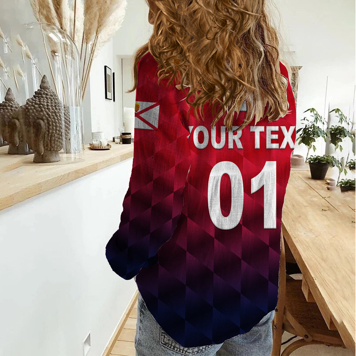 (Custom Personalised) The Bailiwick of Jersey Cricket Women Casual Shirt Unique Style - Red NO.1 LT8 - Wonder Print Shop