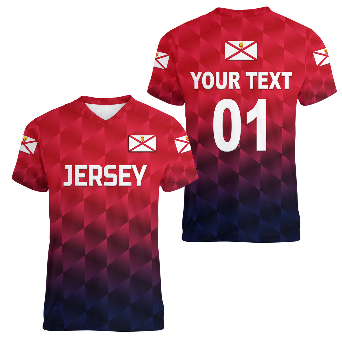 (Custom Personalised) The Bailiwick of Jersey Cricket Women V Neck T Shirt Unique Style - Red NO.1 LT8 - Wonder Print Shop