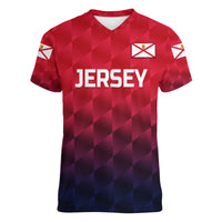 (Custom Personalised) The Bailiwick of Jersey Cricket Women V Neck T Shirt Unique Style - Red NO.1 LT8 - Wonder Print Shop