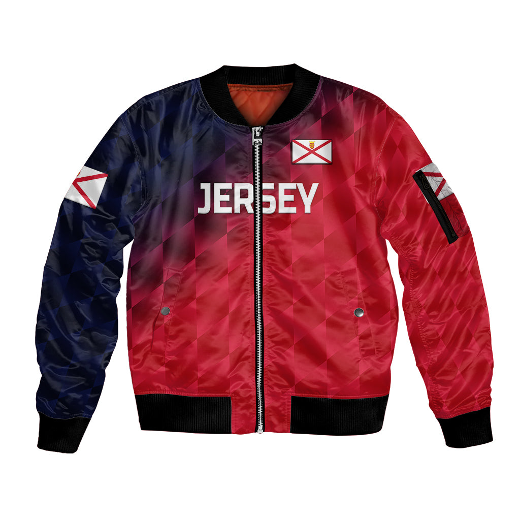 (Custom Personalised) The Bailiwick of Jersey Cricket Sleeve Zip Bomber Jacket Unique Style - Red NO.2 LT8 - Wonder Print Shop