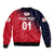 (Custom Personalised) The Bailiwick of Jersey Cricket Sleeve Zip Bomber Jacket Unique Style - Red NO.2 LT8 - Wonder Print Shop