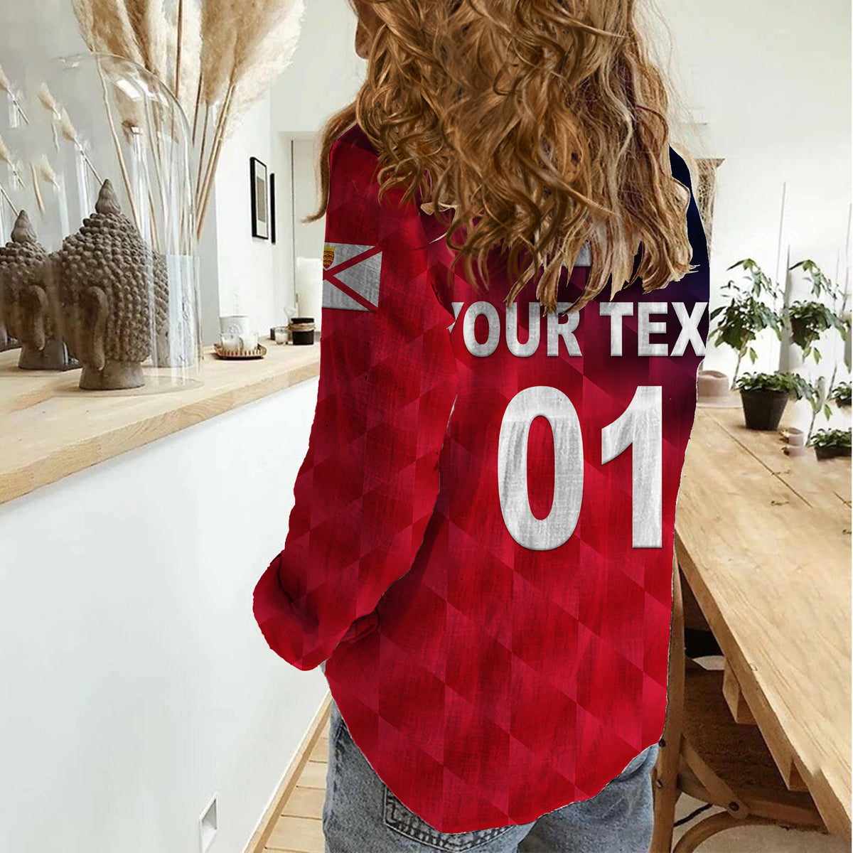 (Custom Personalised) The Bailiwick of Jersey Cricket Women Casual Shirt Unique Style - Red NO.2 LT8 - Wonder Print Shop