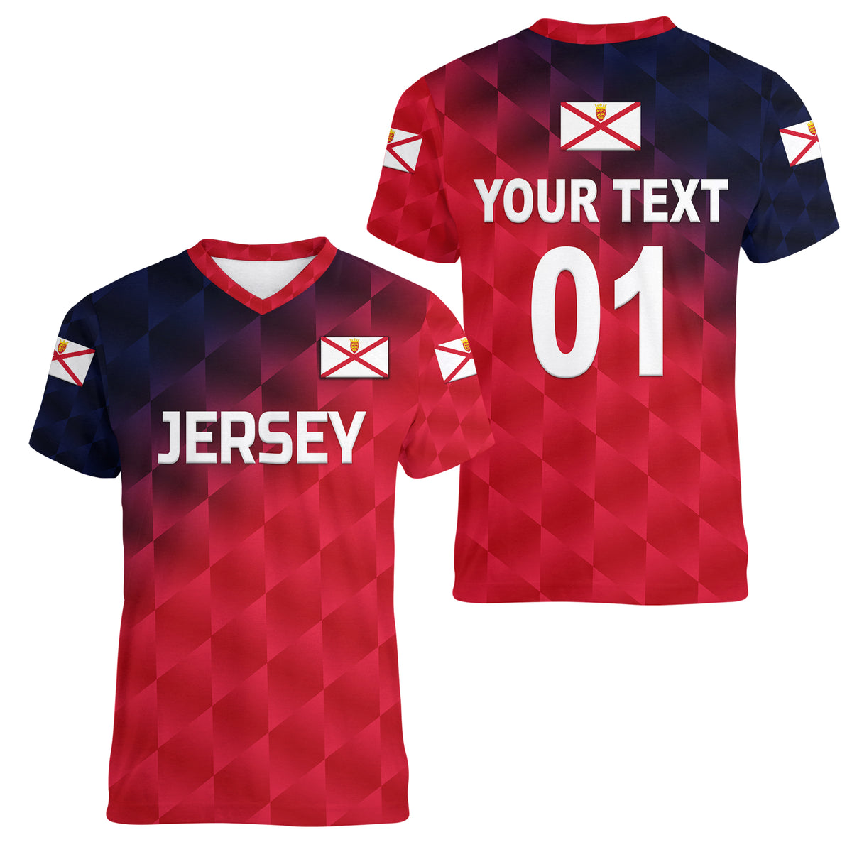 (Custom Personalised) The Bailiwick of Jersey Cricket Women V Neck T Shirt Unique Style - Red NO.2 LT8 - Wonder Print Shop