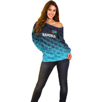 (Custom Personalised) Namibia Cricket Off Shoulder Sweater Unique Style - Blue LT8 - Wonder Print Shop