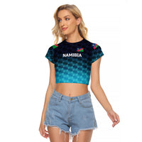 (Custom Personalised) Namibia Cricket Raglan Cropped T Shirt Unique Style - Blue LT8 - Wonder Print Shop