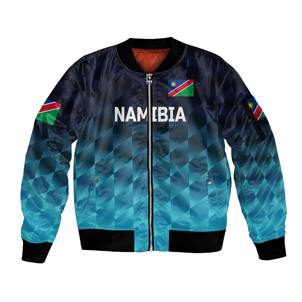 custom-personalised-namibia-cricket-sleeve-zip-bomber-jacket-unique-style-blue