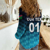 (Custom Personalised) Namibia Cricket Women Casual Shirt Unique Style - Blue LT8 - Wonder Print Shop