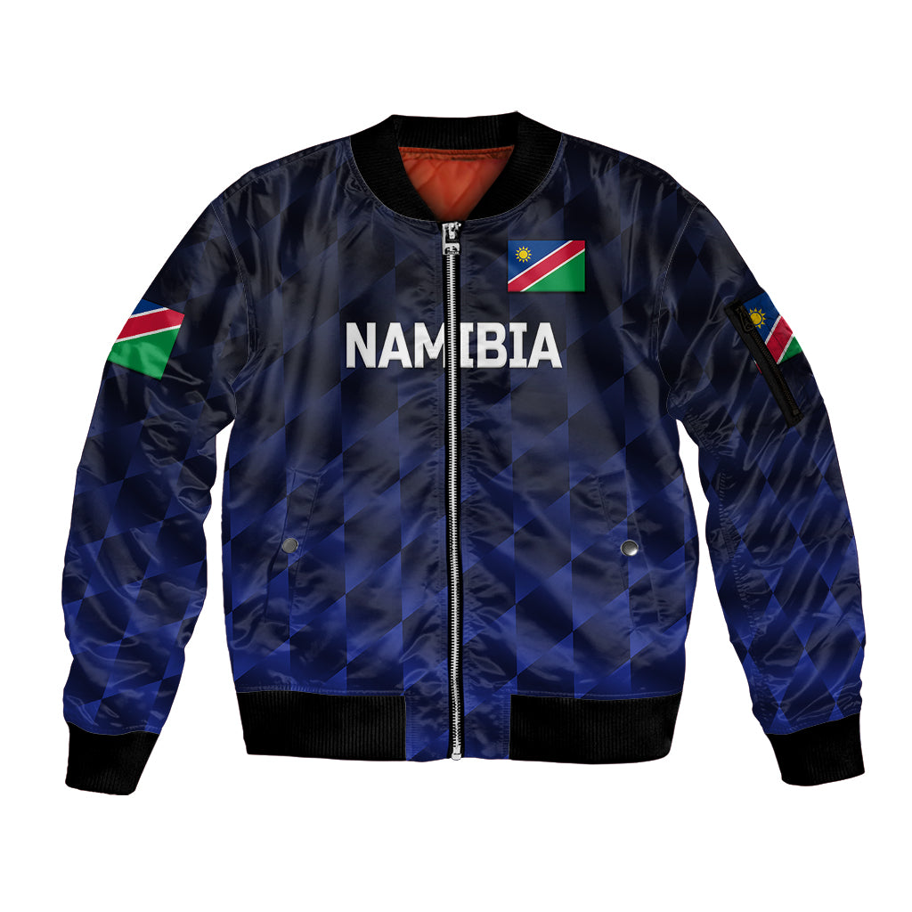 (Custom Personalised) Namibia Cricket Sleeve Zip Bomber Jacket Unique Style - Navy LT8 - Wonder Print Shop
