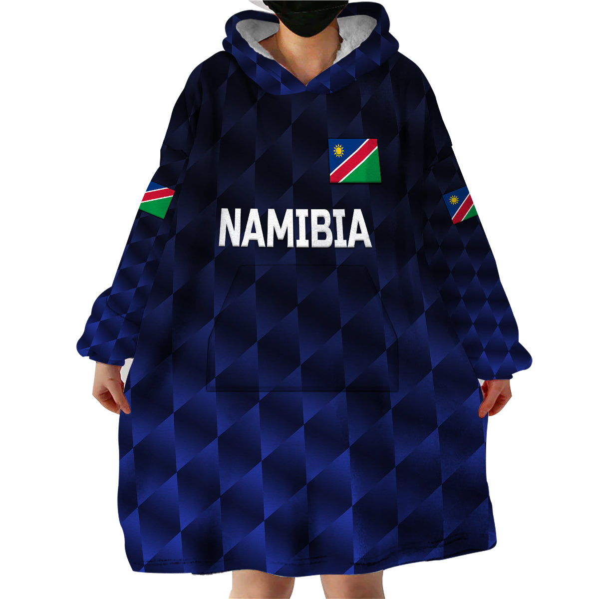 (Custom Personalised) Namibia Cricket Wearable Blanket Hoodie Unique Style - Navy LT8 - Wonder Print Shop