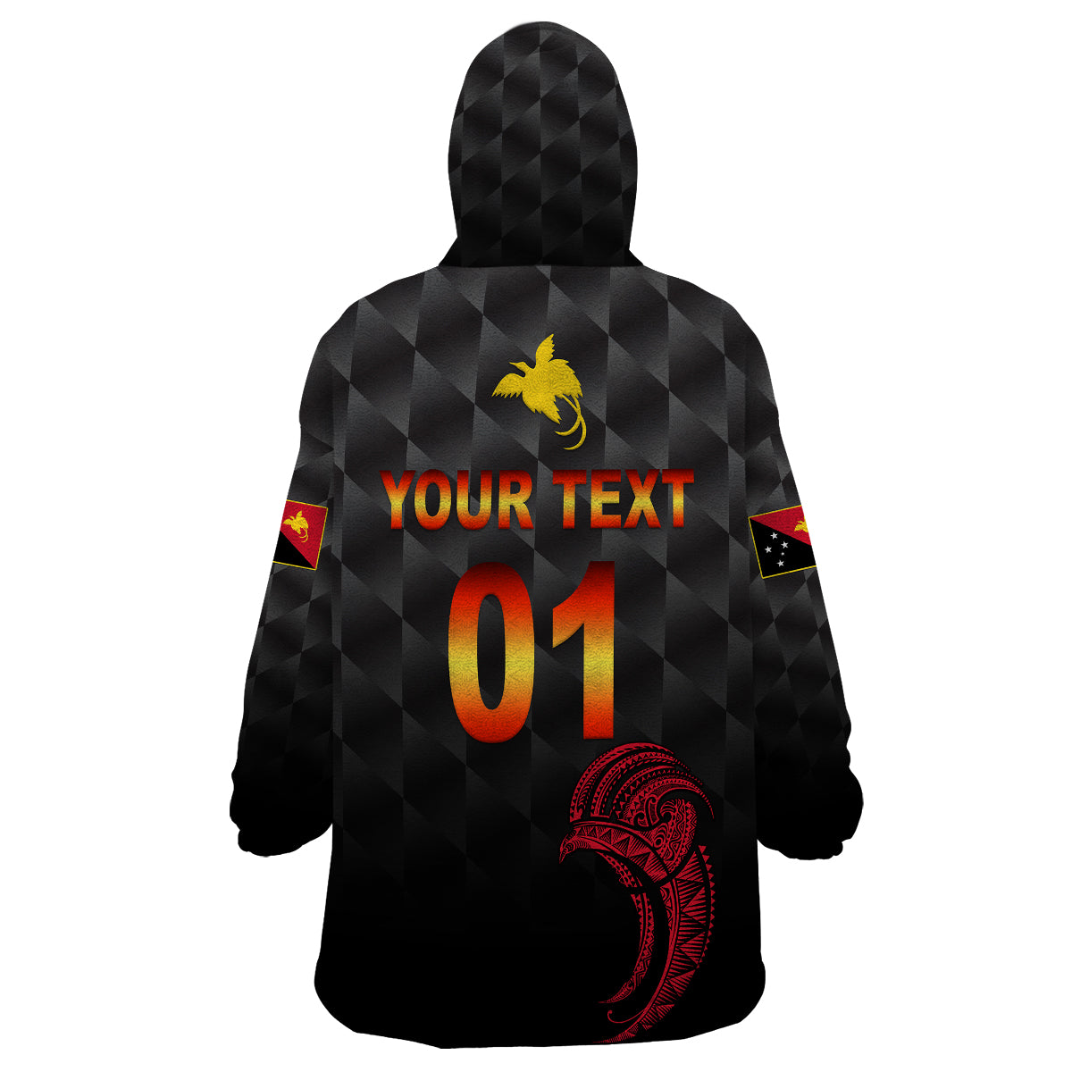 (Custom Personalised) Papua New Guinea Barramundis Cricket Wearable Blanket Hoodie Birds Of Paradise Paradisaea Raggiana Original - Black LT8 - Wonder Print Shop