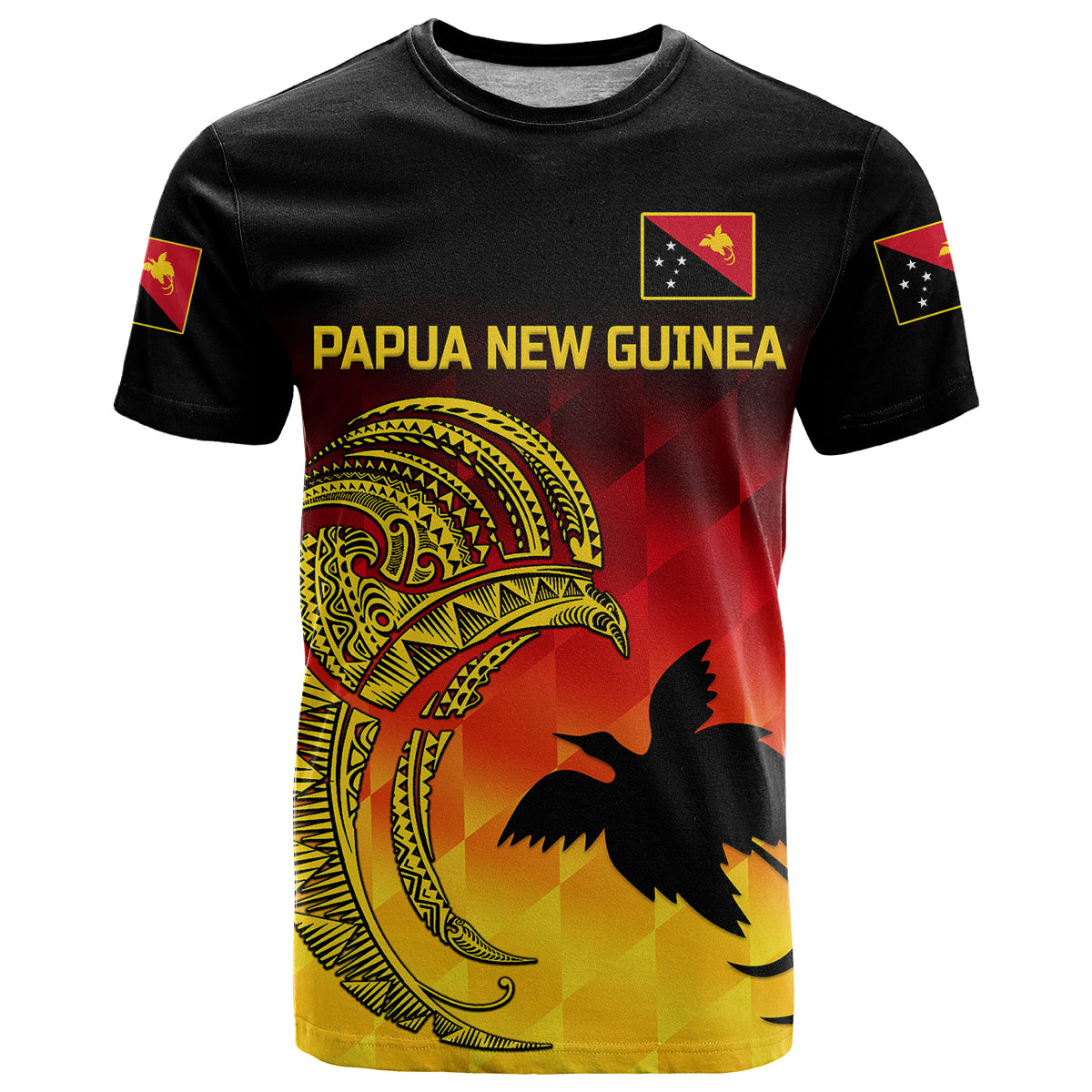Custom Papua New Guinea Barramundis Cricket T Shirt Birds Of Paradise Paradisaea Raggiana Original Gradient Flag Vibes LT8 - Wonder Print Shop