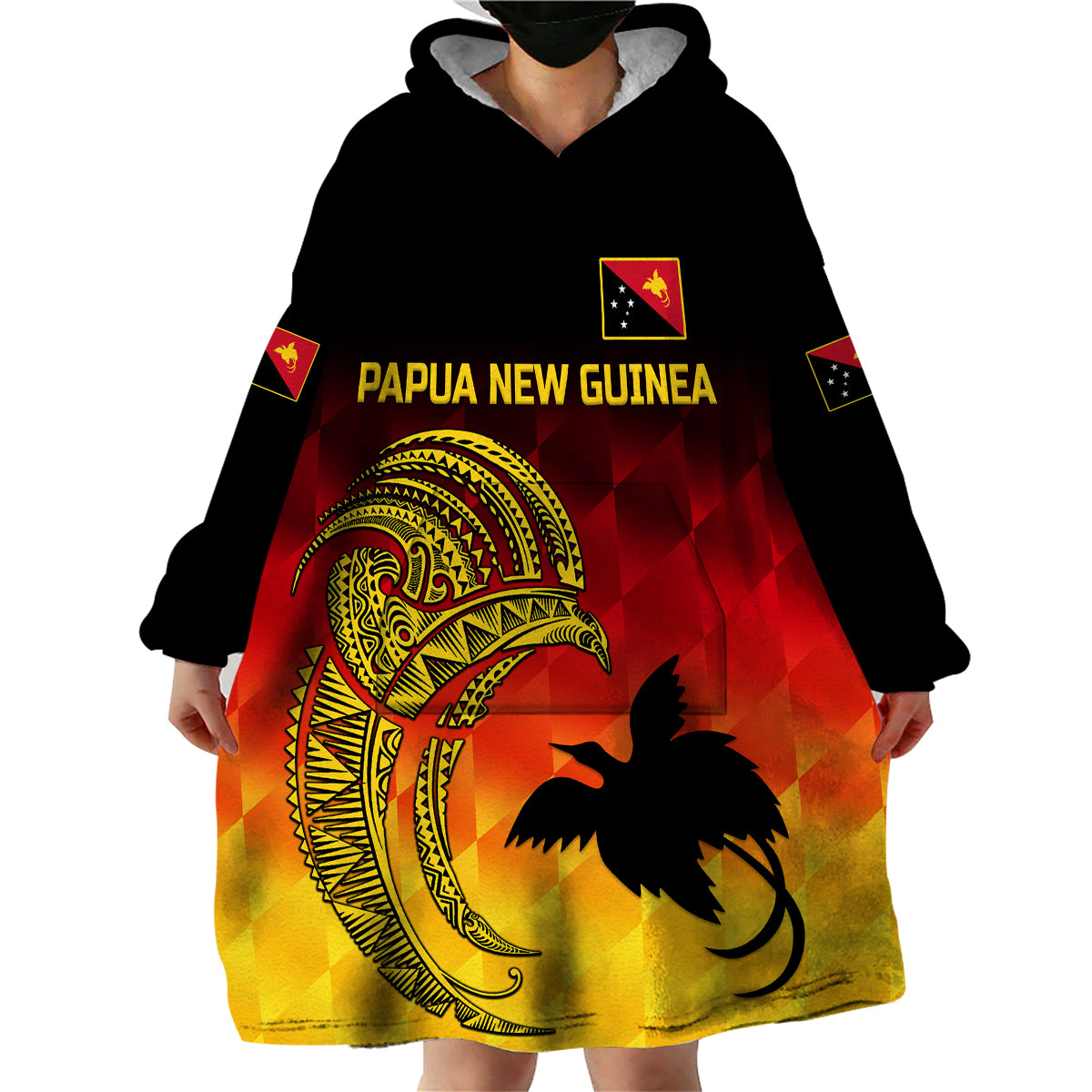 (Custom Personalised) Papua New Guinea Barramundis Cricket Wearable Blanket Hoodie Birds Of Paradise Paradisaea Raggiana Original - Gradient Flag Vibes LT8 - Wonder Print Shop