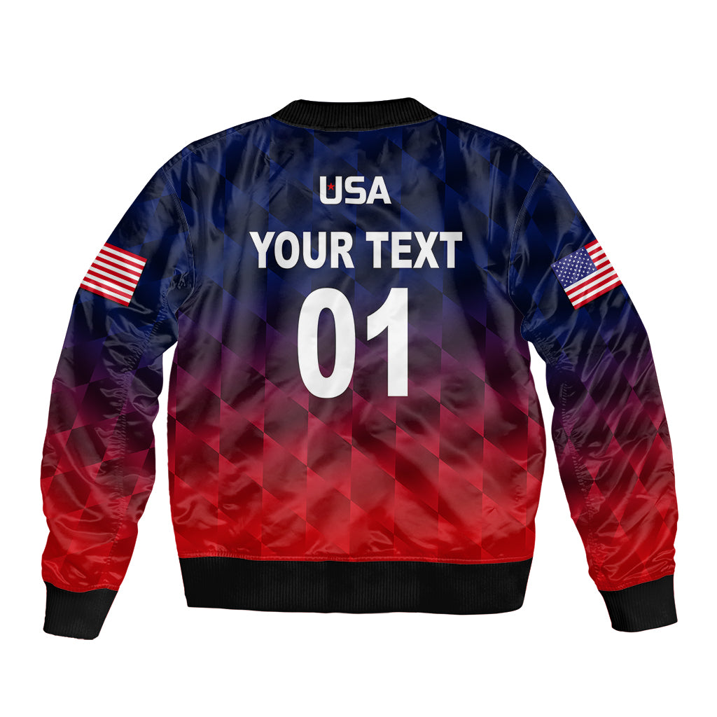 (Custom Personalised) United States National Cricket Bomber Jacket Team USA Cricket Gradient Navy Red LT8 - Wonder Print Shop