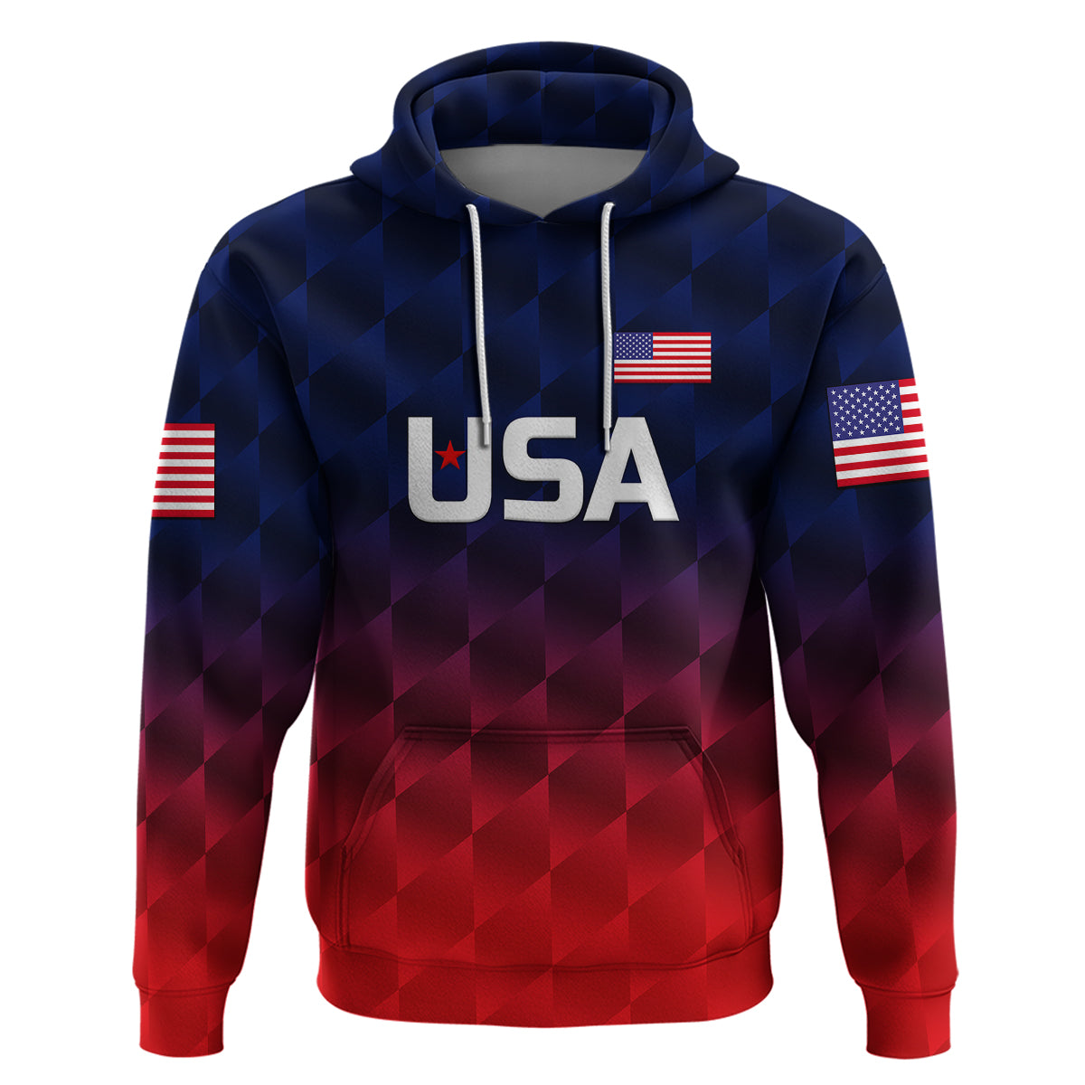 Custom United States National CrickeHoodie Team USA Cricket Gradient Navy Red LT8 - Wonder Print Shop