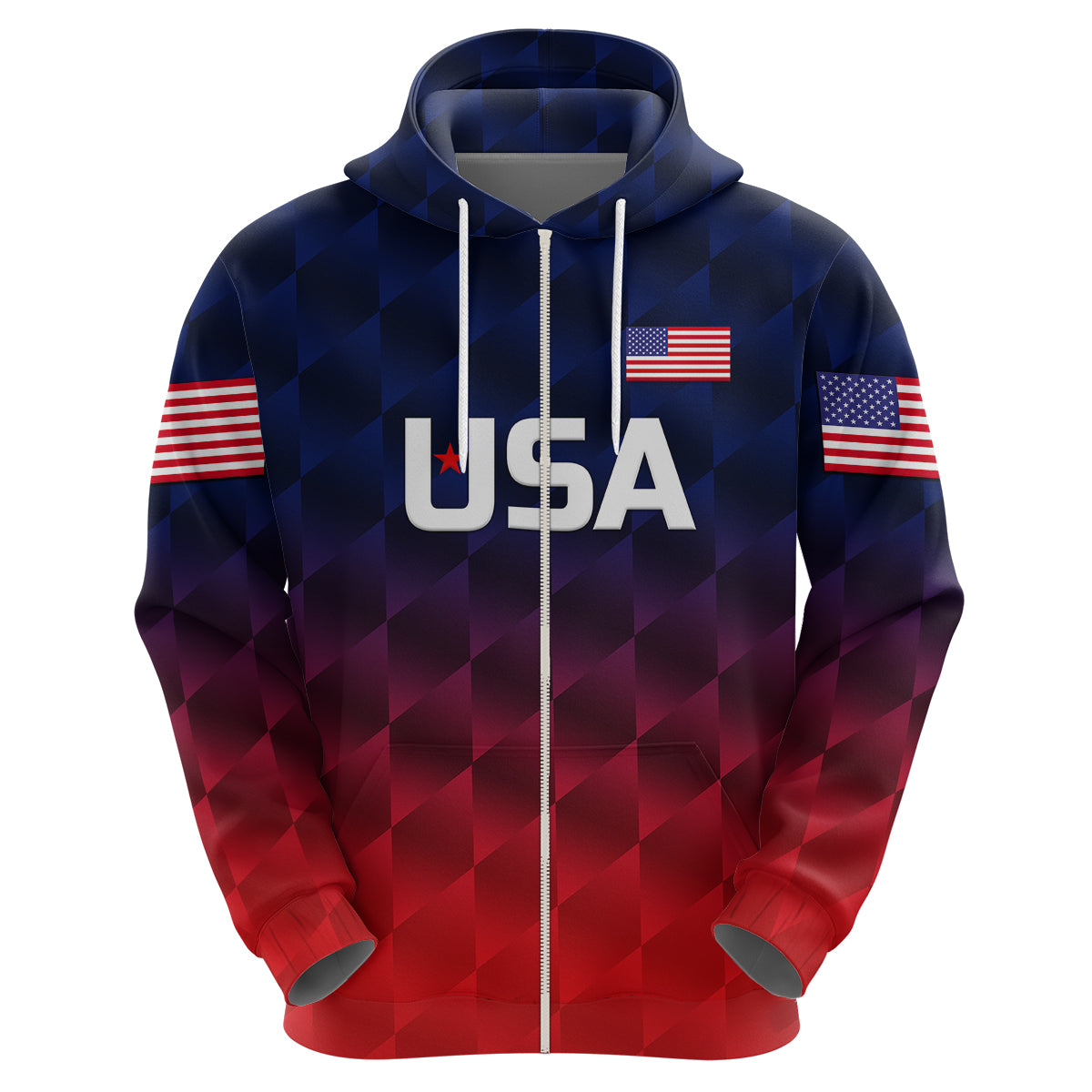 Custom United States National CrickeHoodie Team USA Cricket Gradient Navy Red LT8 - Wonder Print Shop