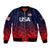 (Custom Personalised) United States National Cricket Sleeve Zip Bomber Jacket Team USA Cricket Gradient Navy Red LT8 - Wonder Print Shop