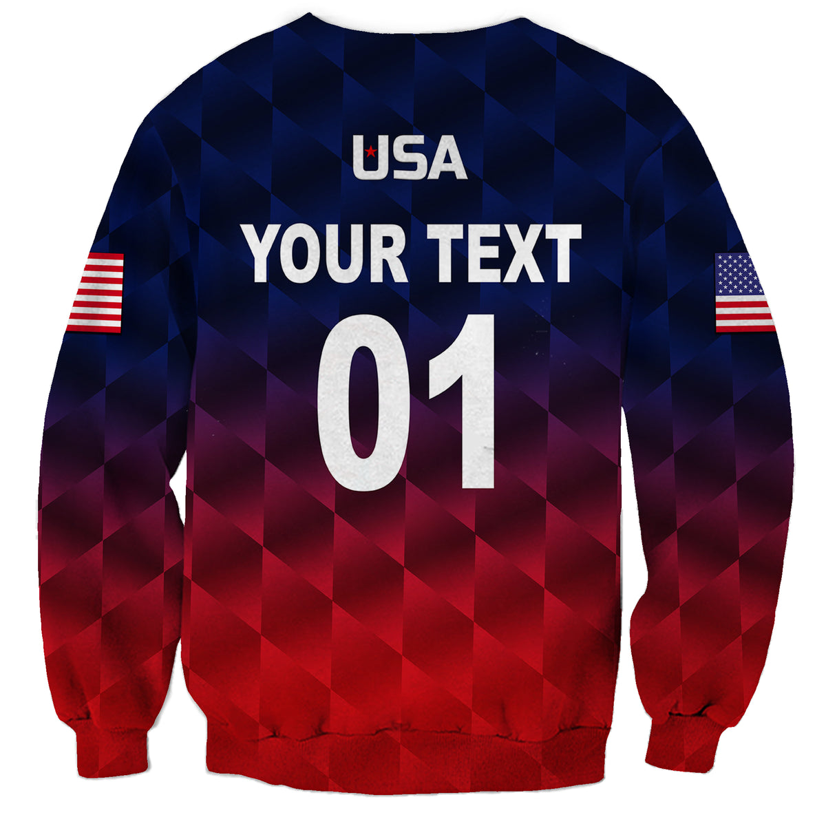 (Custom Personalised) United States National Cricket Sweatshirt Team USA Cricket Gradient Navy Red LT8 - Wonder Print Shop