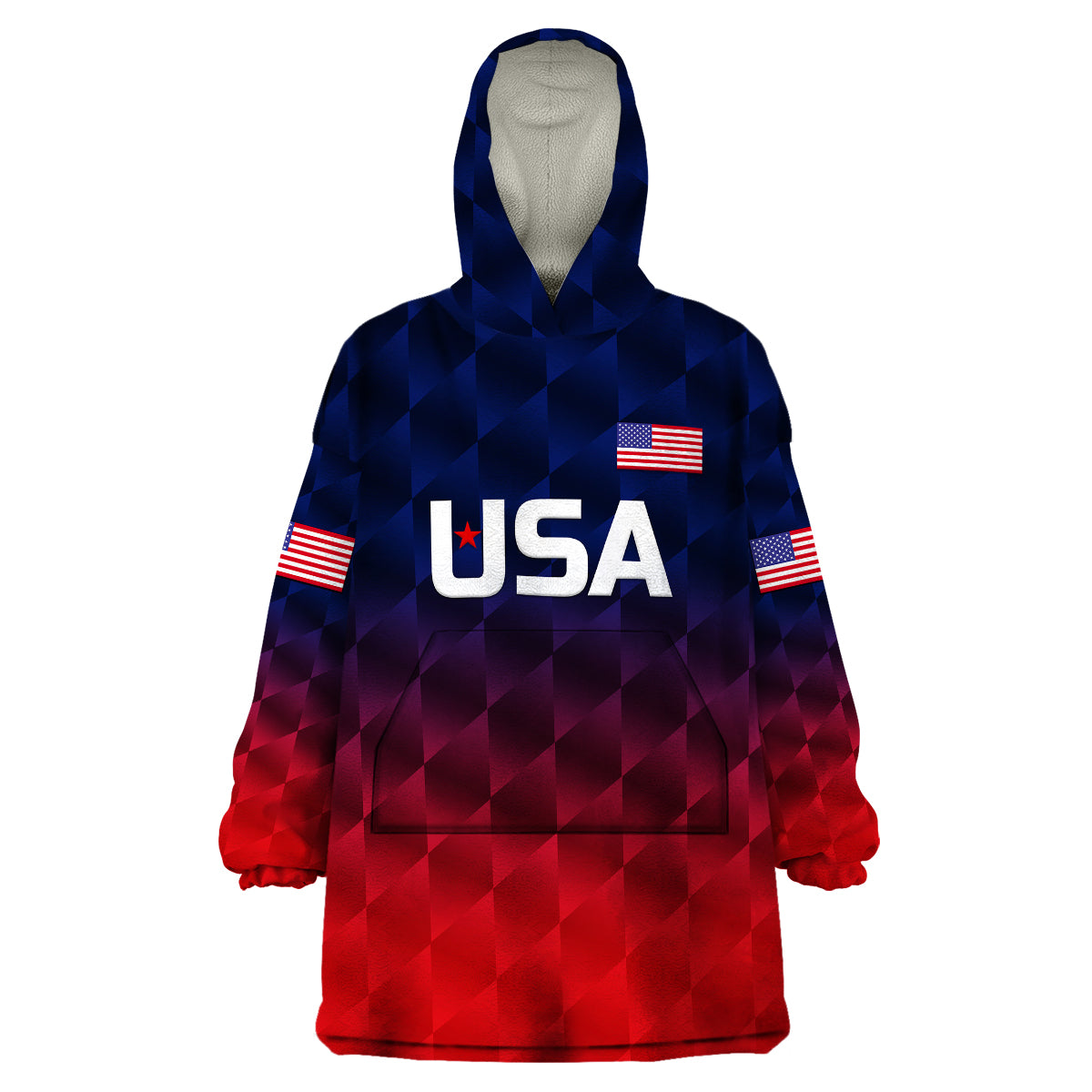 (Custom Personalised) United States National Cricket Wearable Blanket Hoodie Team USA Cricket Gradient Navy Red LT8 - Wonder Print Shop