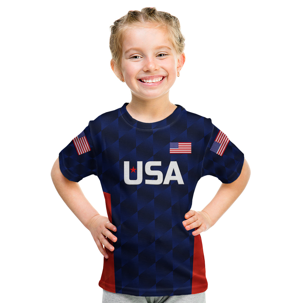 (Custom Personalised) United States National Cricket Kid T Shirt Team USA Cricket Navy LT8 - Wonder Print Shop
