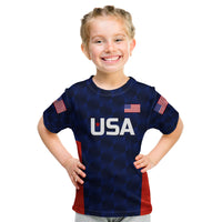 (Custom Personalised) United States National Cricket Kid T Shirt Team USA Cricket Navy LT8 - Wonder Print Shop