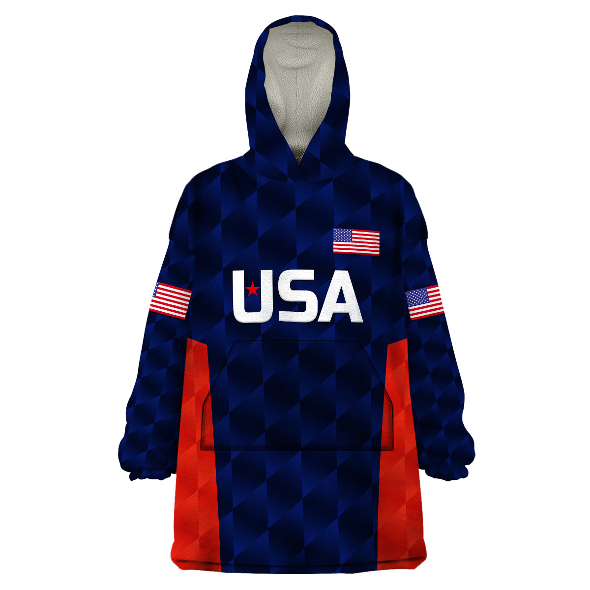 (Custom Personalised) United States National Cricket Wearable Blanket Hoodie Team USA Cricket Navy LT8 - Wonder Print Shop