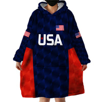 (Custom Personalised) United States National Cricket Wearable Blanket Hoodie Team USA Cricket Navy LT8 - Wonder Print Shop