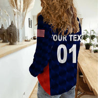 (Custom Personalised) United States National Cricket Women Casual Shirt Team USA Cricket Navy LT8 - Wonder Print Shop