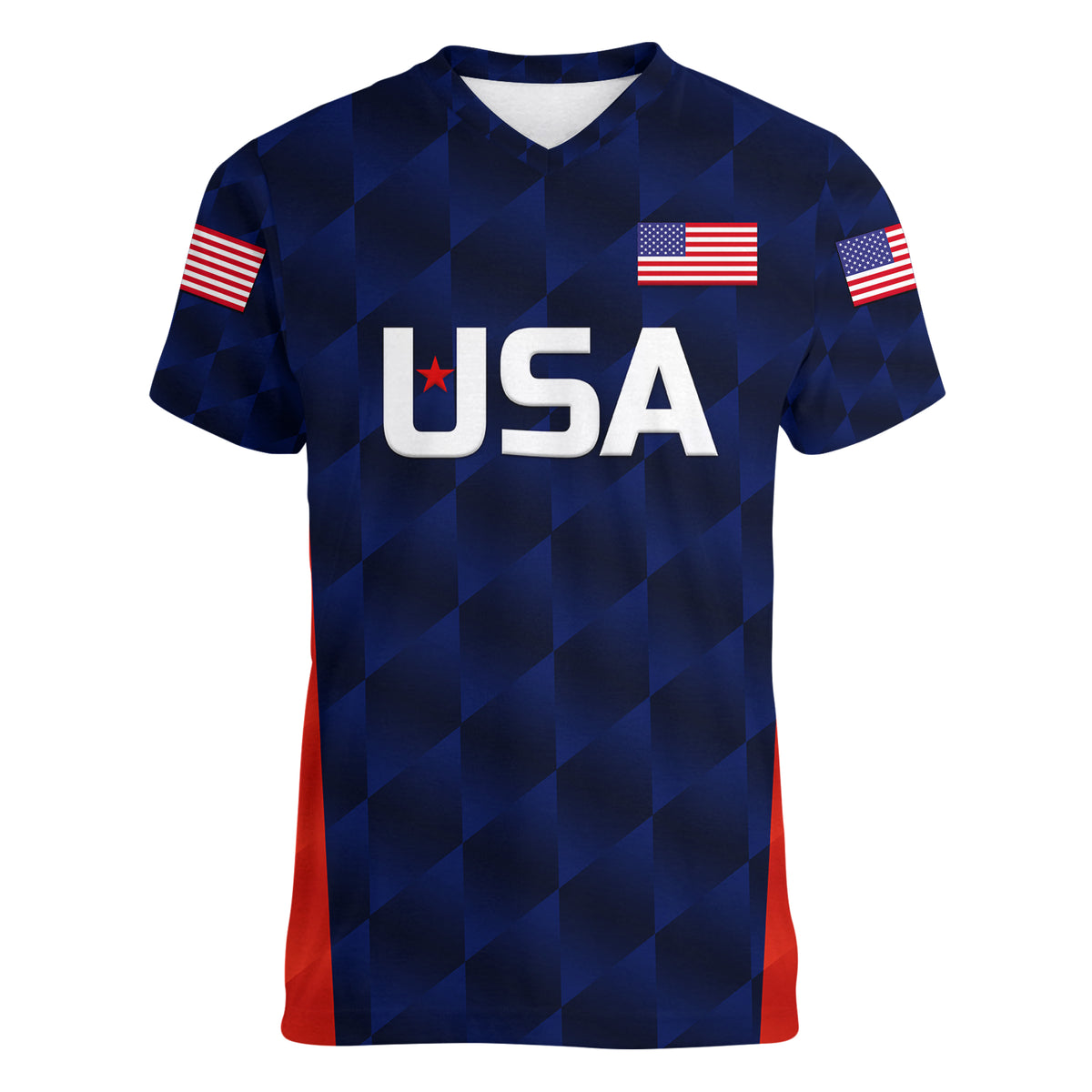 (Custom Personalised) United States National Cricket Women V Neck T Shirt Team USA Cricket Navy LT8 - Wonder Print Shop