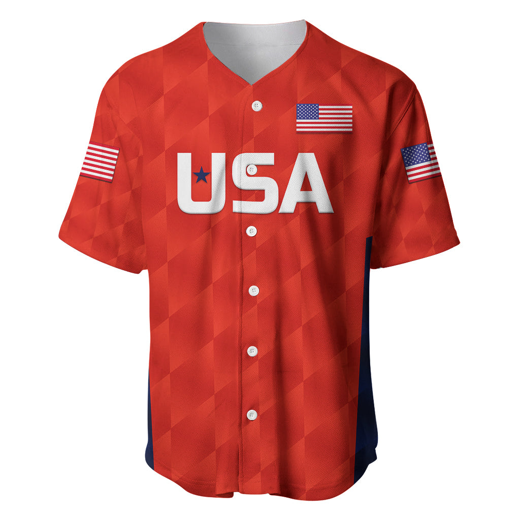 (Custom Personalised) United States National Cricket Baseball Jersey Team USA Cricket Red LT8 - Wonder Print Shop