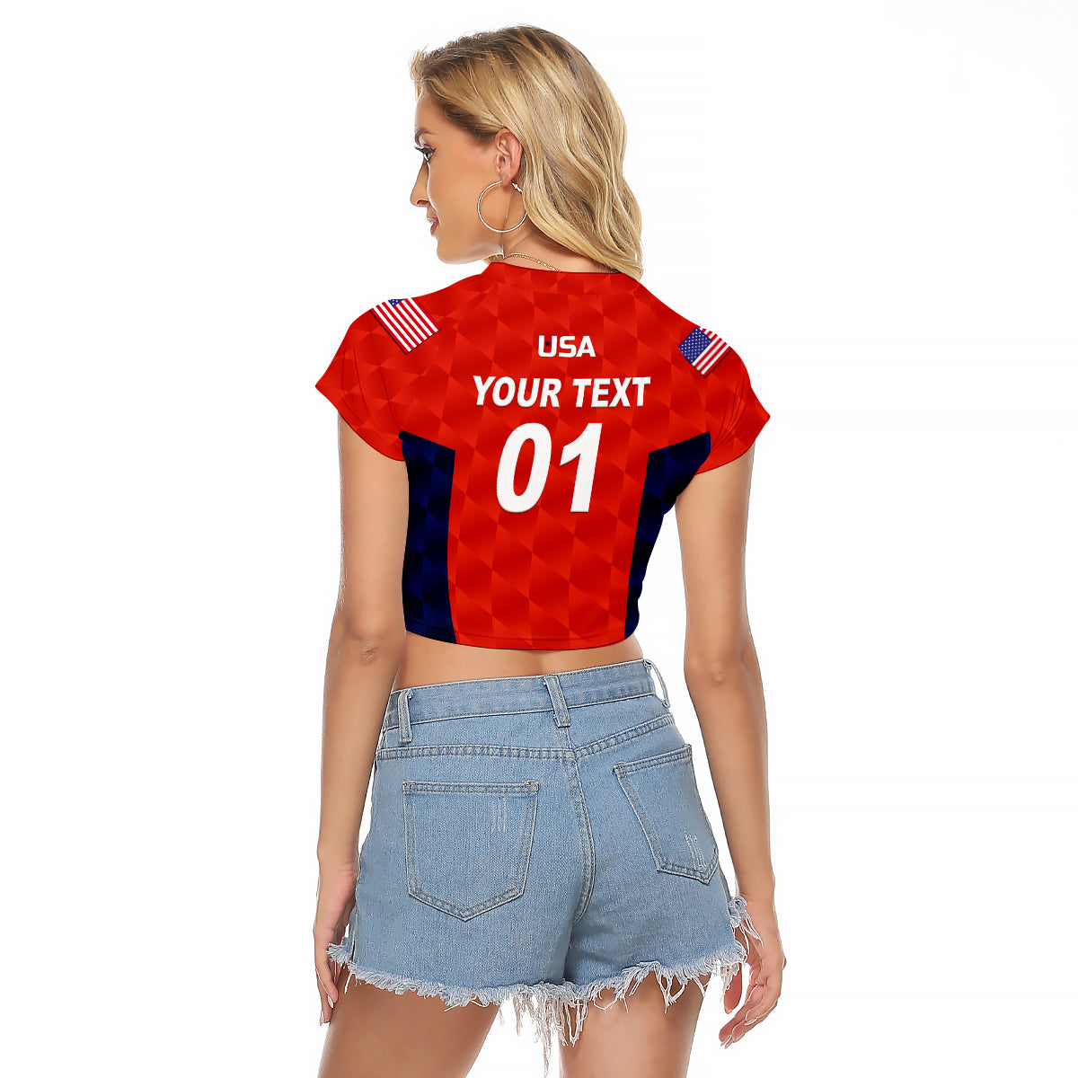 (Custom Personalised) United States National Cricket Raglan Cropped T Shirt Team USA Cricket Red LT8 - Wonder Print Shop