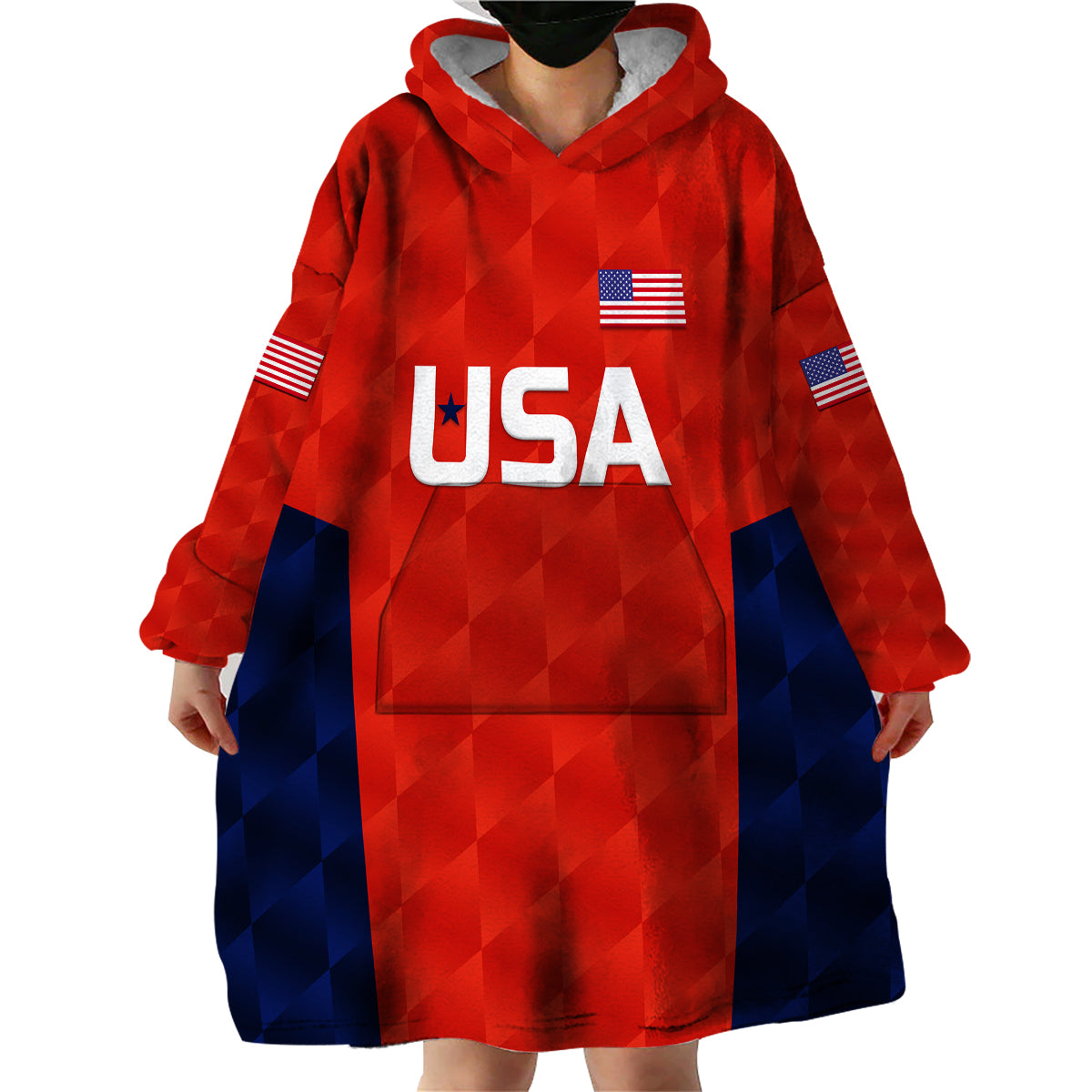 (Custom Personalised) United States National Cricket Wearable Blanket Hoodie Team USA Cricket Red LT8 - Wonder Print Shop