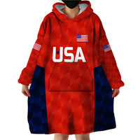 (Custom Personalised) United States National Cricket Wearable Blanket Hoodie Team USA Cricket Red LT8 - Wonder Print Shop