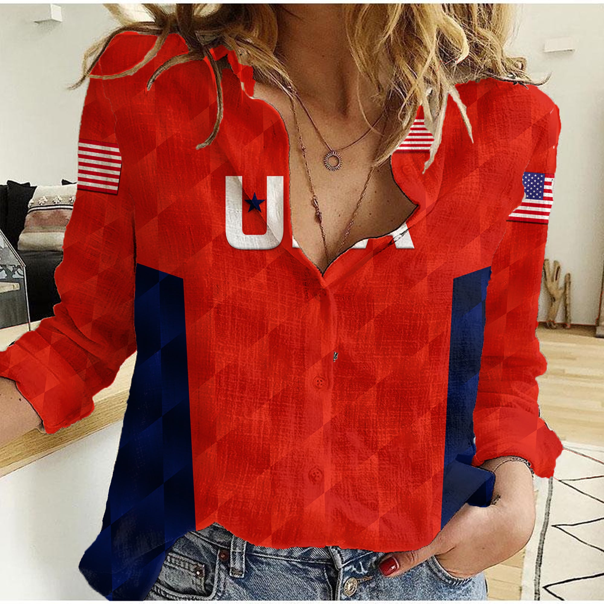 (Custom Personalised) United States National Cricket Women Casual Shirt Team USA Cricket Red LT8 - Wonder Print Shop
