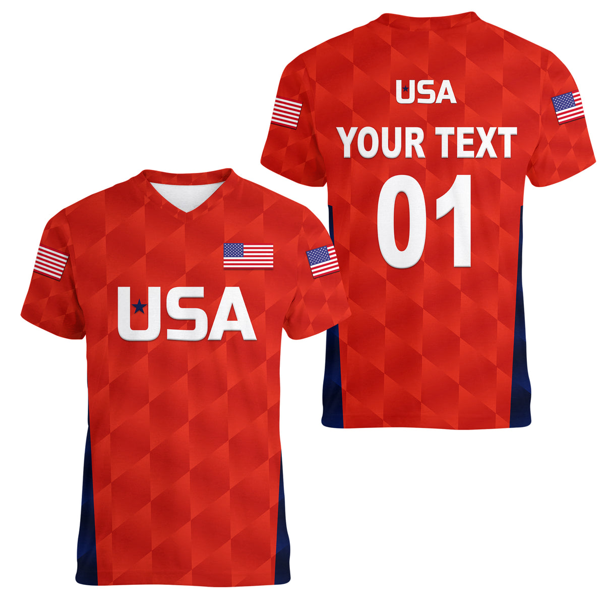 (Custom Personalised) United States National Cricket Women V Neck T Shirt Team USA Cricket Red LT8 - Wonder Print Shop