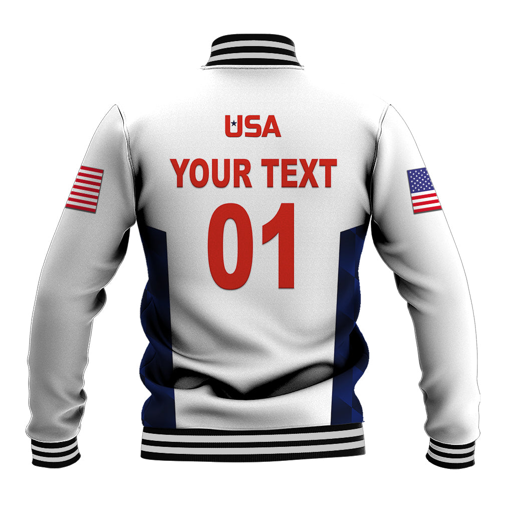 (Custom Personalised) United States National Cricket Baseball Jacket Team USA Cricket White LT8 - Wonder Print Shop