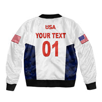 (Custom Personalised) United States National Cricket Sleeve Zip Bomber Jacket Team USA Cricket White LT8 - Wonder Print Shop