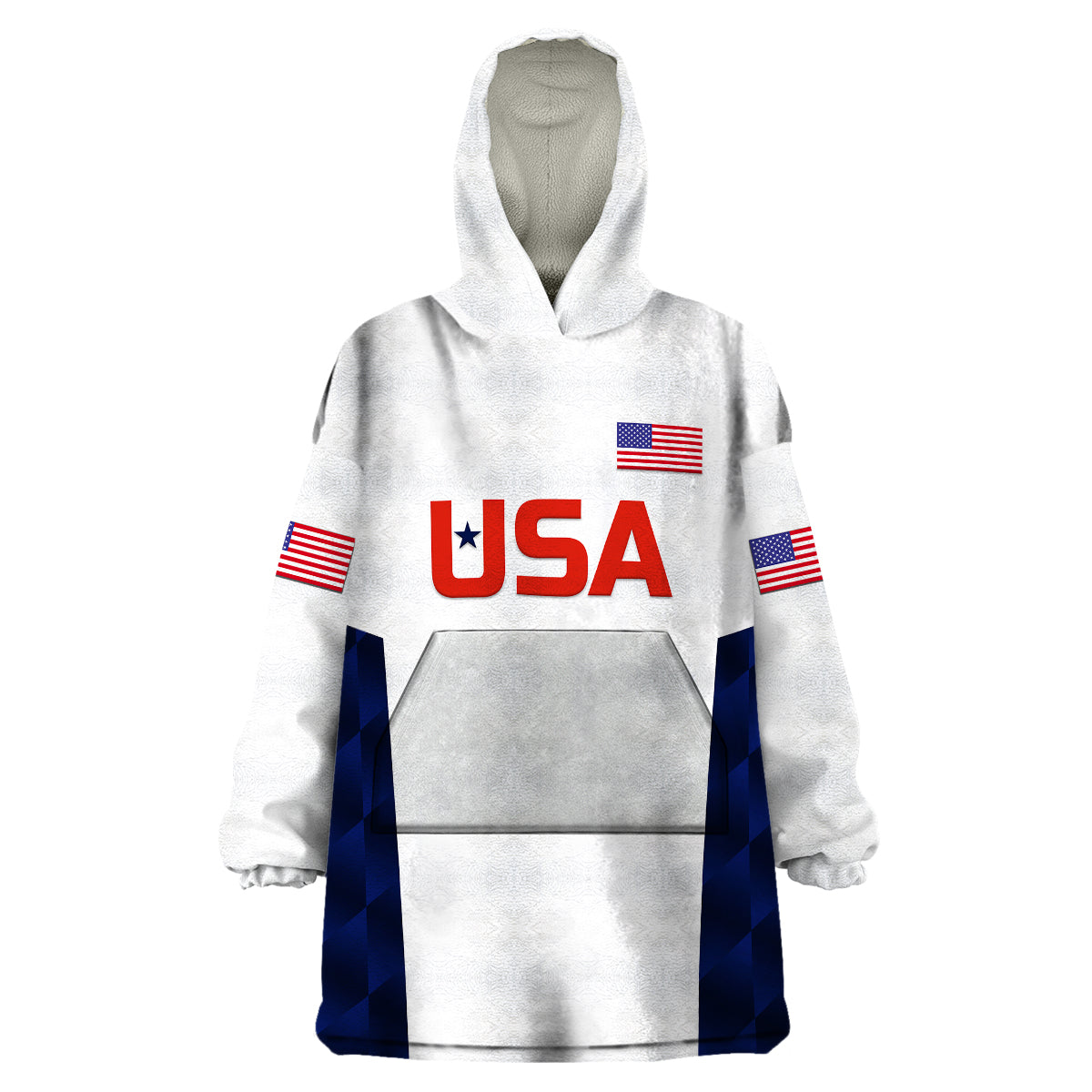 (Custom Personalised) United States National Cricket Wearable Blanket Hoodie Team USA Cricket White LT8 - Wonder Print Shop