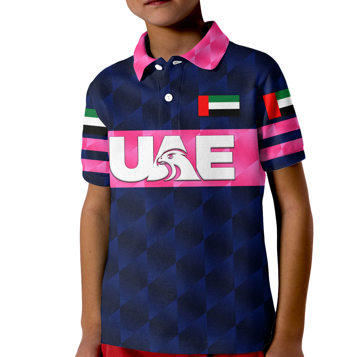 Custom United Arab Emirates UAE Cricket Polo Shirt for Kid Falcon Unique Navy LT8 - Wonder Print Shop
