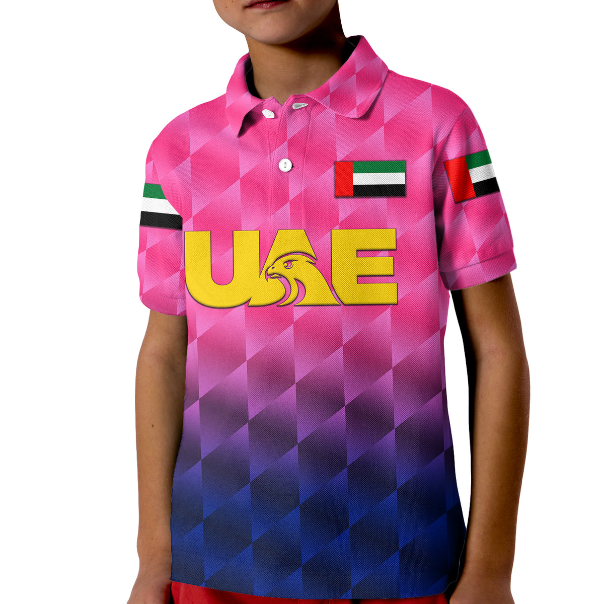 Custom United Arab Emirates UAE Cricket Polo Shirt for Kid Falcon Unique Pink LT8 - Wonder Print Shop