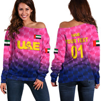 (Custom Personalised) United Arab Emirates UAE Cricket Off Shoulder Sweater Falcon Unique - Pink LT8 - Wonder Print Shop