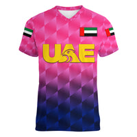 (Custom Personalised) United Arab Emirates UAE Cricket Women V Neck T Shirt Falcon Unique - Pink LT8 - Wonder Print Shop