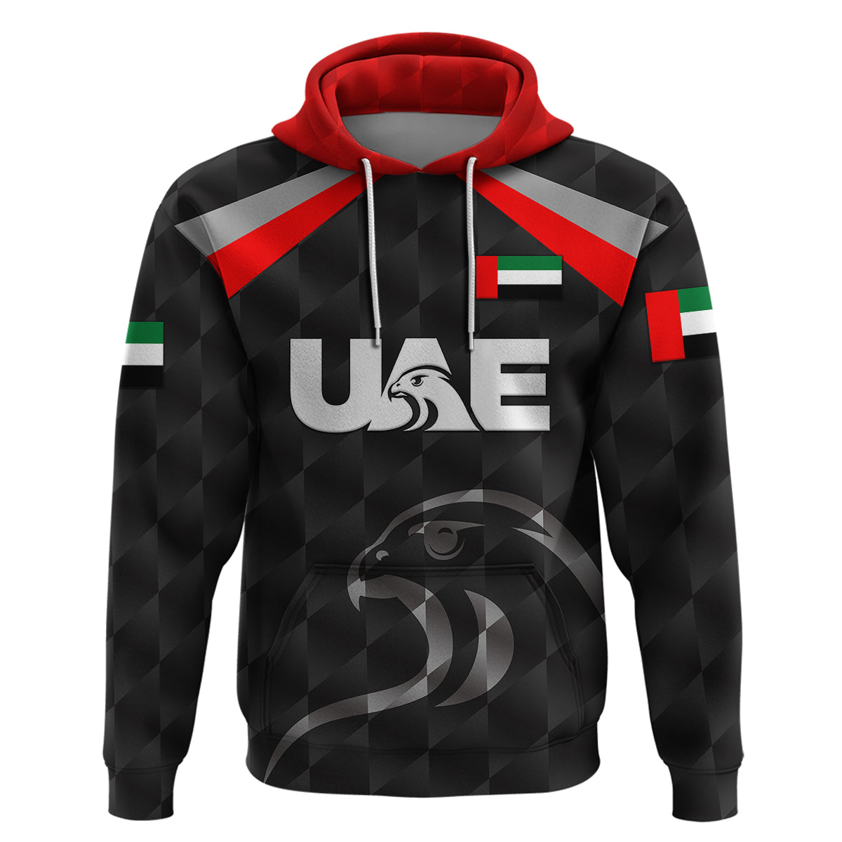 Custom United Arab Emirates UAE CrickeHoodie Falcon Special Black LT8 - Wonder Print Shop