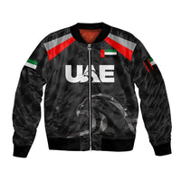 (Custom Personalised) United Arab Emirates UAE Cricket Sleeve Zip Bomber Jacket Falcon Special - Black LT8 - Wonder Print Shop