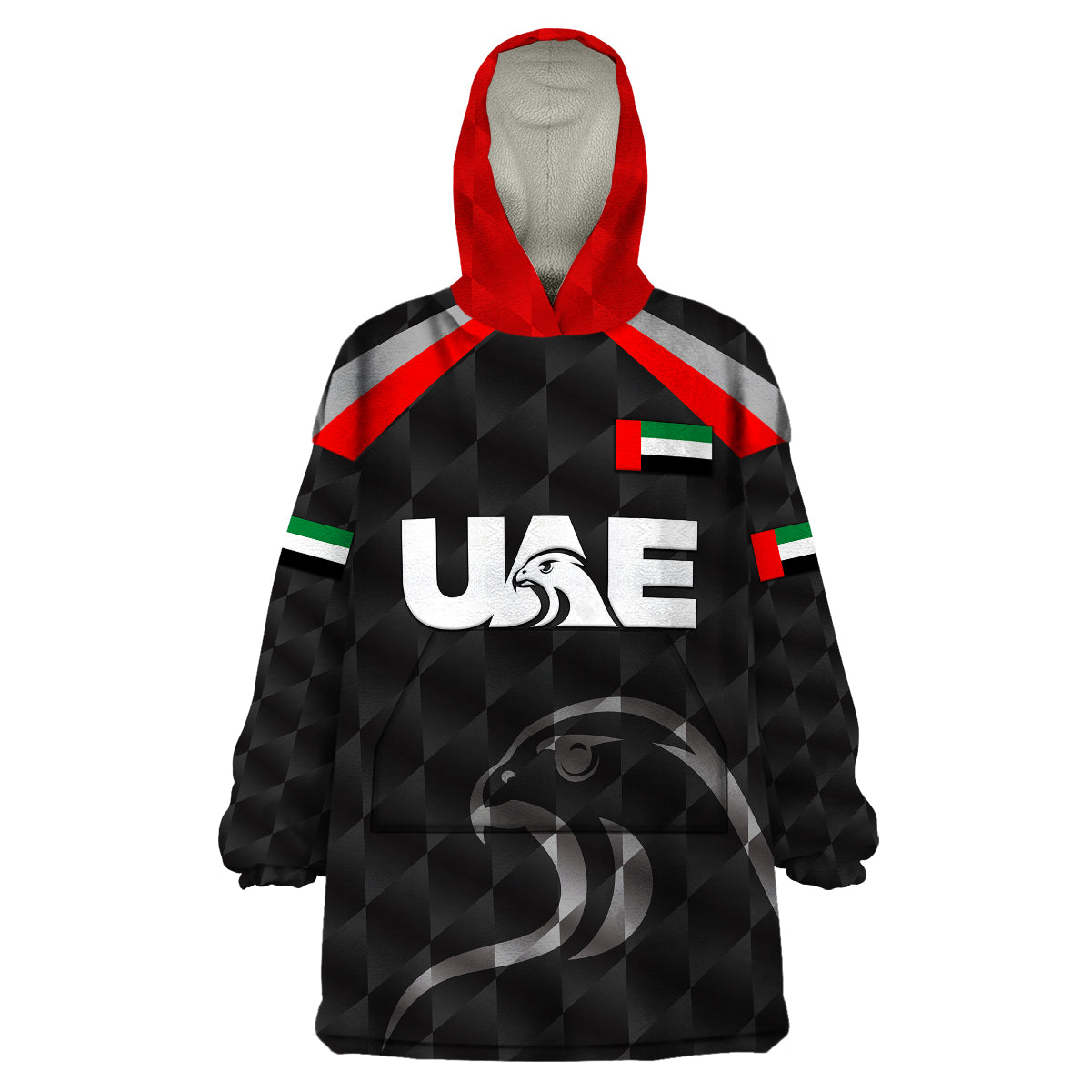 (Custom Personalised) United Arab Emirates UAE Cricket Wearable Blanket Hoodie Falcon Special - Black LT8 - Wonder Print Shop