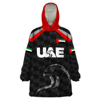 (Custom Personalised) United Arab Emirates UAE Cricket Wearable Blanket Hoodie Falcon Special - Black LT8 - Wonder Print Shop