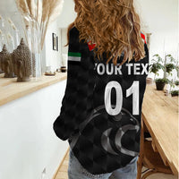 (Custom Personalised) United Arab Emirates UAE Cricket Women Casual Shirt Falcon Special - Black LT8 - Wonder Print Shop