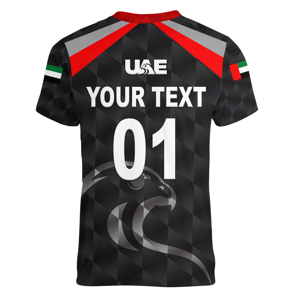 (Custom Personalised) United Arab Emirates UAE Cricket Women V Neck T Shirt Falcon Special - Black LT8 - Wonder Print Shop
