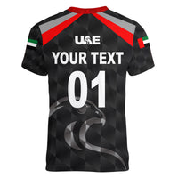 (Custom Personalised) United Arab Emirates UAE Cricket Women V Neck T Shirt Falcon Special - Black LT8 - Wonder Print Shop