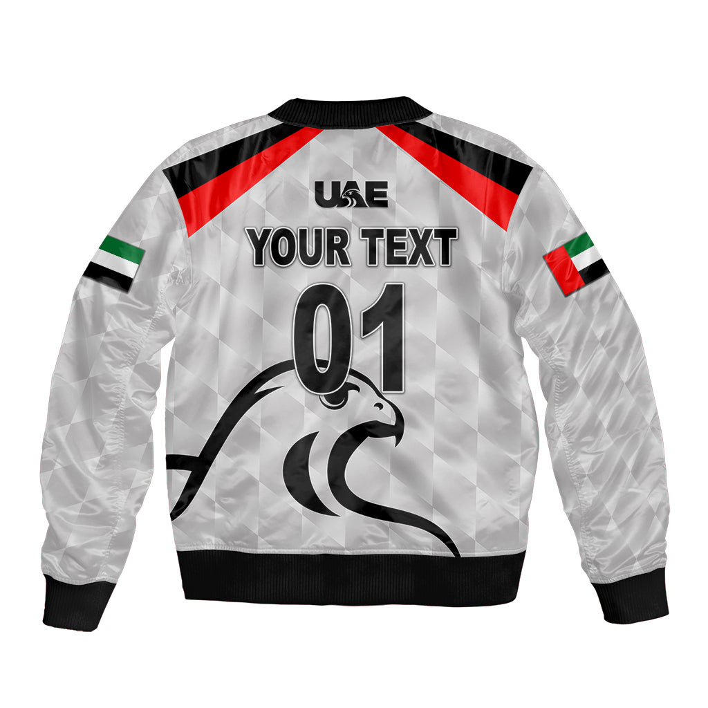 (Custom Personalised) United Arab Emirates UAE Cricket Sleeve Zip Bomber Jacket Falcon Special - Grey LT8 - Wonder Print Shop
